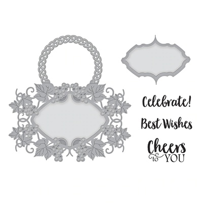 Ножі для вирубки + штампи від Spellbinders - Vineyard Wine Bottle Tag Stamp and Die Set.