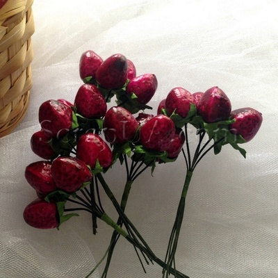 Земляника, цвет-бордово-розовый, пучок из 6 штук