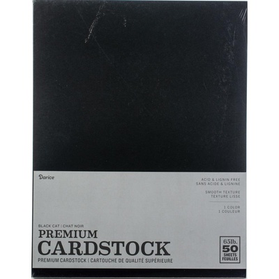 Набір кардстоку DCWV Core'dinations Darice Value Pack Smooth Black Cat, 21.6х27.9 см, 50 аркушів, чорний