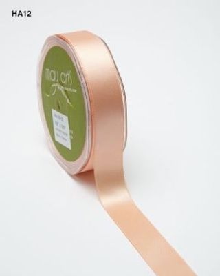 Двостороння атласна стрічка Double Faced Satin - персикова, ширина — 22 мм, довжина 90 см