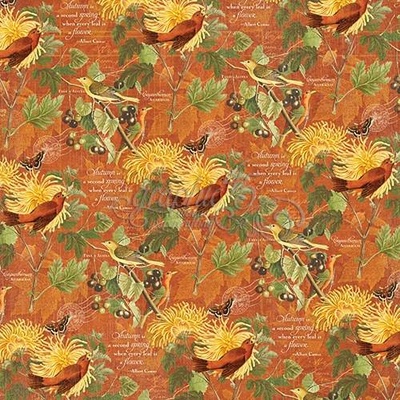 ЦЕНА СНИЖЕНА! Лист бумаги Graphic 45 - Time to Flourish - November Flourish, размер 30х30 см, двусторонняя