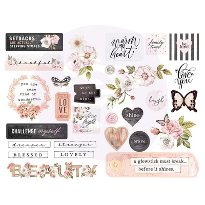 Висічки і наліпки Prima - Apricot Honey - Cardstock Ephemera, 51 шт.