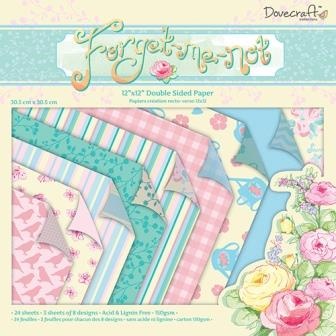 Набор бумаги от Dovecraft  - Forget Me Not Backing, 30×30 см, 24 листа