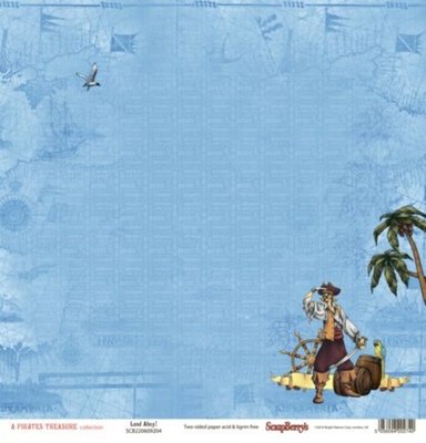 Папір для скрапбукінгу від ScrapBerryʼs - Скарби піратів - Земля! 30,5x30,5 см, 190 г/м², двосторонній
