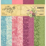 Набор двусторонней скрапбумаги Graphic 45 - Bloom Patterns and Solids Pad, 30х30 см, 16 листов