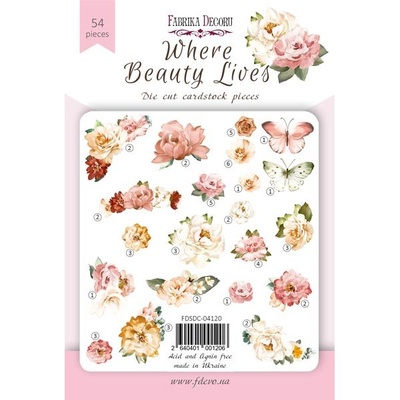 Набір висічок для скрапбукінгу, колекція Where beauty lives, 54 шт., ТМ Фабрика Декору