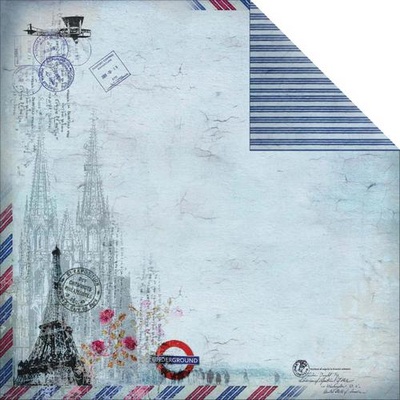 Лист двусторонней скрапбумаги Fabscraps - Romantic Travel Double-Sided Paper - Travel Culture 1, 30х30 см