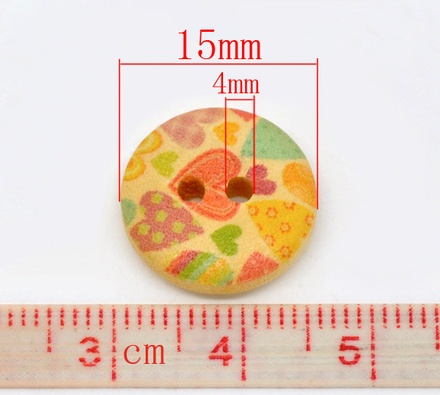 Деревʼяна ґудзик Heart B12754, діаметр 15 мм, 1 шт.