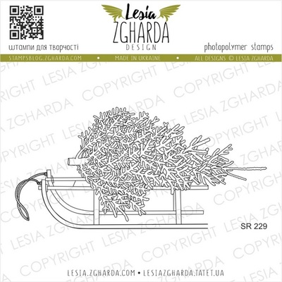 Акриловый штамп Lesia Zgharda SR229 Christmas on sleighs, размер 9х4.3 см