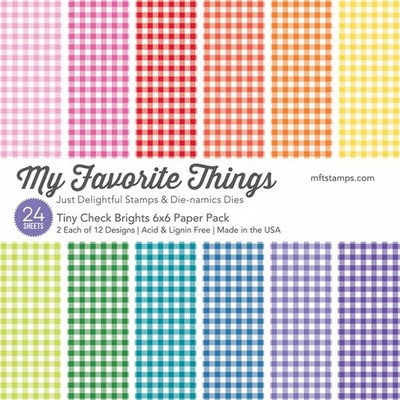 Набор бумаги My Favorite Things - Tiny Check Brights Paper Pack, размер 15х15 см, 24 листа.