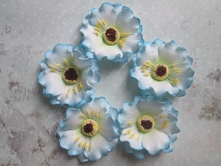 Дикий мак з фоамірану, діаметр 5см, колір блакитний, 1 шт.