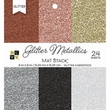 Набір кардстоку DCWV Glitter Metallics Solid, 15х15см, 24 аркуші, з глітером