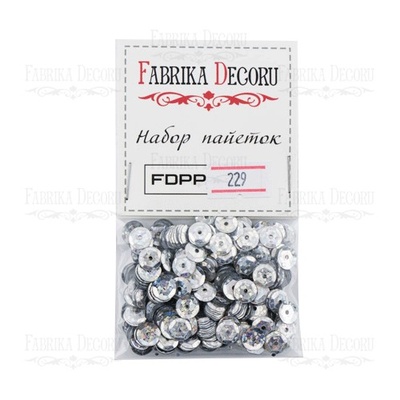 Набор пайеток - 229, размер 8 мм, кружочки, цвет серебро, ТМ Фабрика Декора