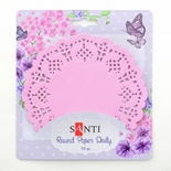 Набір серветок ажурних круглих ТМ Santi, колір рожевий, діаметр 11,4 см, 12 шт.