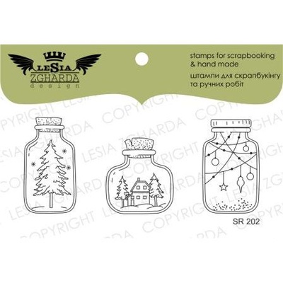 Акриловый штамп Lesia Zgharda SR202 Stamp Set Winter in jar, 3 шт., размер набора 10х10 см
