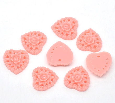 Кабашон "Серце", колір фіолетовий, розмір 16x16 мм, 1 шт.