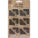 Набір металевих кутиків Tim Holtz - Idea - Ology Metal Ornate Corners, 12 штук, кутики