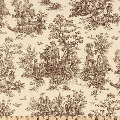 Тканина 100% бавовна - Пастораль коричнево - бежева, 45x65см