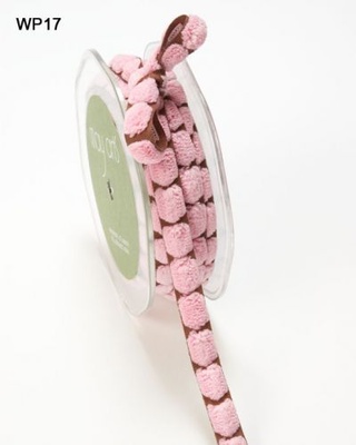 Стрічка CHENILLE/CENTER DOT, колір Brown/Pink, ширина 9,5мм, довжина 90 см