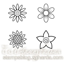 Набор мини-штампов N014 Цветы, 4 штуки