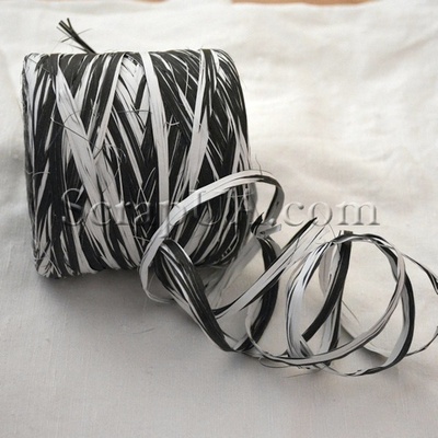 Рафія натуральна, чорно-білий, 1 метр