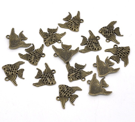 Металлическое украшение/подвеска "Золотая рыбка" 21мм x 19мм, античная бронза, 1 шт.
