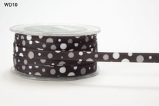 Стрічка Grosgrain/BUBBLE DOT, колір Black/White, ширина 9,5мм, довжина 90 см