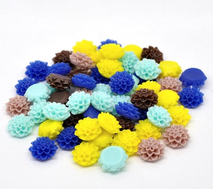 Набір кабашон "Квіточки", колір: мікс, розмір 16x8 мм, 10 шт.