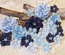 Набір квітів з тканини ручної роботи, колір: синьо-блакитний, розмір: 2,5см - 4,5см, 21 шт.