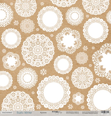 Аркуш одностороннього паперу Scrapmir - Мереживо - Rustic Winter, 30x30cм