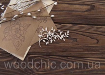 Чипборд Завиток з листочками великий від WOODchic, 8x5.5см