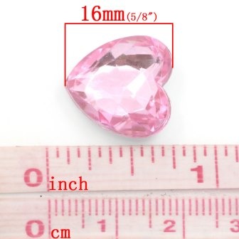 Акрилова прикраса "Серце", 17*16мм, колір рожевий, 5шт.