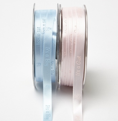 Стрічка для новонароджених блакитна IT'S A BOY/ рожева IT'S A GIRL ширина 9,5мм, довжина 90cм