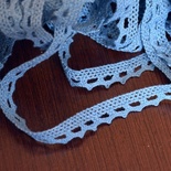 Мереживо бавовняне, в’язане, колір синій, ширина 1 см, довжина 90 см