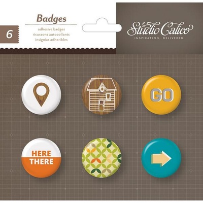Самоклейні прикраси - фішки Studio Calico - Here And There Self - Adhesive Badges