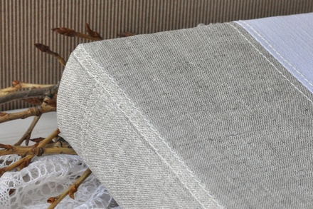 Альбом от Светланы Ковтун в класс. переплете с ткан. покрытием, лен комбинир. верт. серый-белый, 20х20 см, 5 разворотов, расст. 7 мм