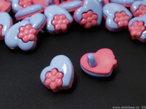 Ґудзик Сердечко з квіточкою, розмір 15 мм, 2 шт.