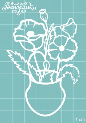 Чипборд від Вензелик - Ваза з квітами 09, розмір: 59x87 мм