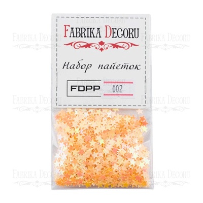 Набір паєток - 002, розмір 5 мм, маленькі зірочки, колір помаранчевих, ТМ Фабрика Декору