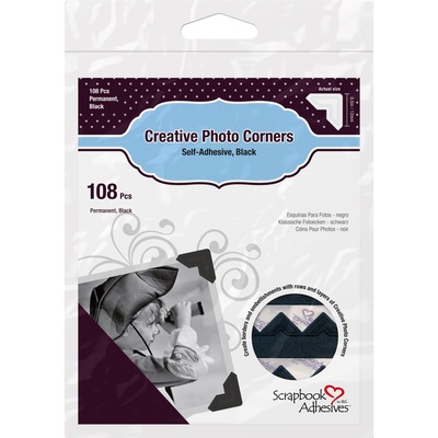 Куточки для фото Photo Corners Classic Style Self-Adhesive Photo Corners — чорного кольору, 12м, 108 шт.