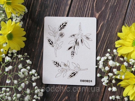 Чипборд набір букетики листяні 2 від WOODchic, 3,8x6,6 см