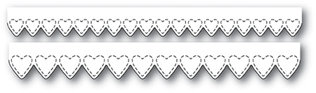 Ніж для вирубки від Poppystamps - Stitched Heart Borders craft die