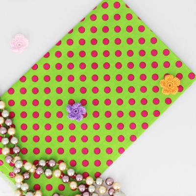 Бавовна, зелений в рожевий горошок, 45х55см