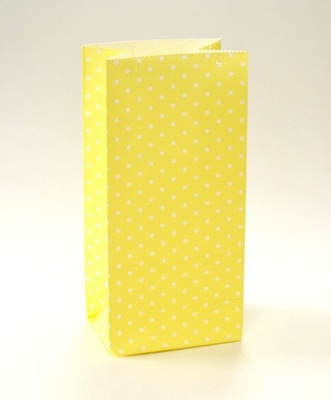 Набор подарочных пакетов от ScrapBerry's - Горошек -Жёлтый,  190х95х65 мм, 100 г/м2, 5 шт