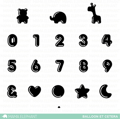 Набор штампов от Mama Elephant - Balloon Et Cetera - Воздушные шары, 18 шт