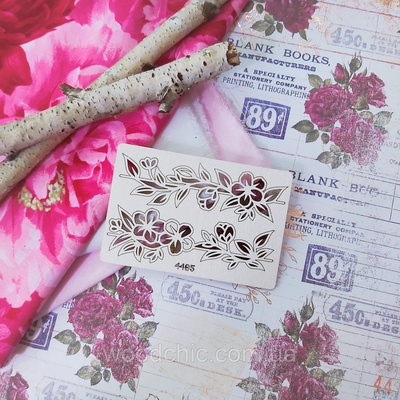 Чипборд Гілки з квітами від WOODchic, 8см