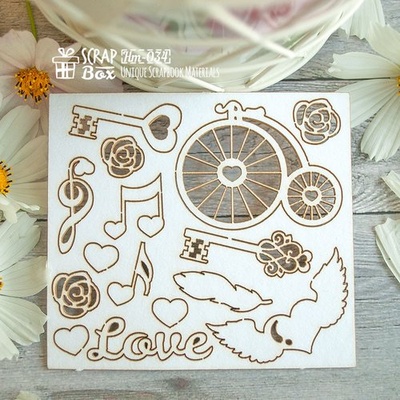 Чипборд ScrapBox - набір весільний малий Hm-034