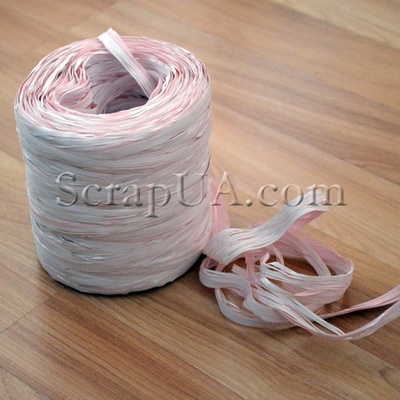 Рафія натуральна, колір рожевий з білим, 1 метр