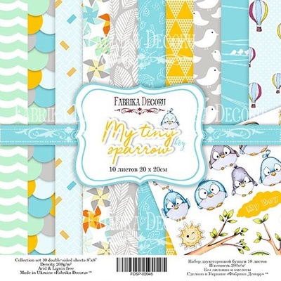Набір паперу для скрапбукінгу — My tiny sparrow boy, 20x20см, ТМ Фабрика Декору