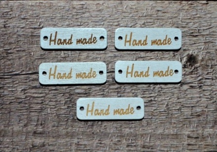 Дерев’яні бірочки Hand Made, прямокутні, 30x10 мм, 5шт.